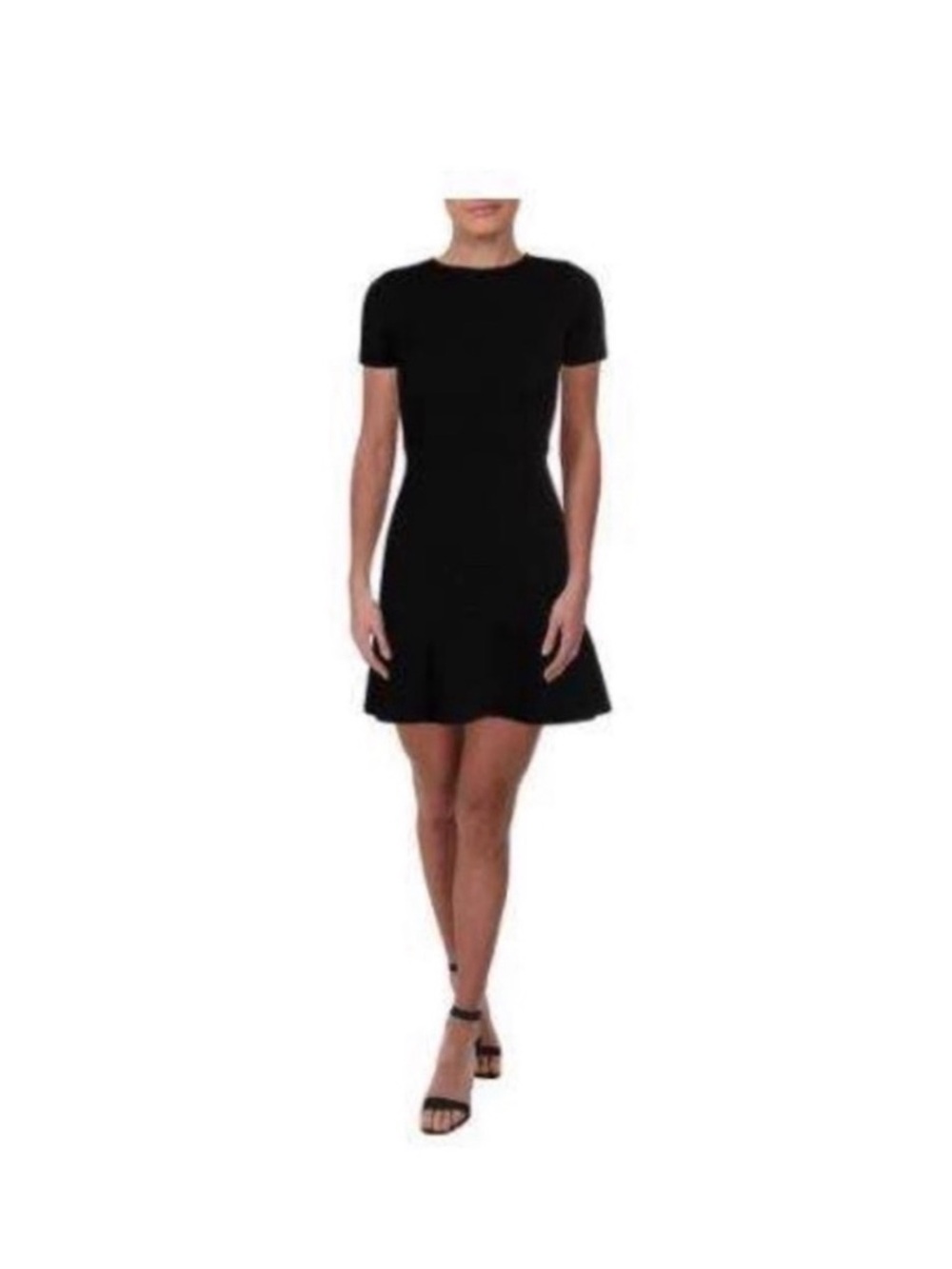 Aqua Black Short-Sleeve Fit & Flare Dress